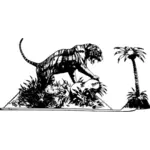 Roaring tigru la gradina zoologica vector miniaturi
