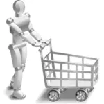 Robot with a shopping trolley vector image