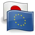 رسم أعلام الاتحاد الأوروبي واليابان