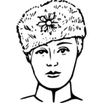 Jeune fille russe avec dessin vectoriel de cap fourrure