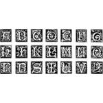 Vector graphics of decorative letter set