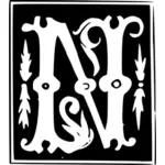 Vektortegning av dekorative bokstaven N