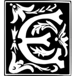 Vector de desen de decorativ litera E