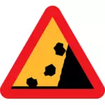 Fallende steiner fra høyre side trafikk signere vector illustrasjon