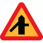 Intersection côté trafic jonction sign vector illustration