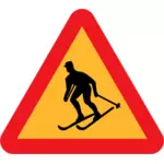 Panneau d'avertissement des graphiques vectoriels coureur de ski