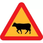 Krávy na silnici silnici podepsat vektorové ilustrace
