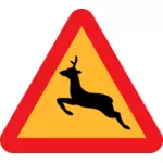 사슴 교통 기호 벡터 드로잉에 대 한 경고