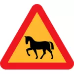 Horse on road traffic sign vector image