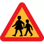 Kinder überqueren Straßenschild Vektor Zeichnung