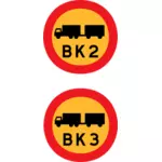 BK2 şi BK3 camioane drum semn vector imagine