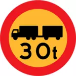30 Tonnen LKW Vektor Straßenschild