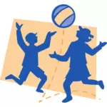 ボールで遊んでいる子供たちベクトル図面