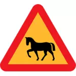 Horse på veien vektor trafikkskilt