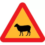 Vektorikuva lampaiden liikennemerkkivaroituksista