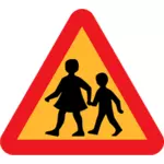 道路を横断する子供たちベクトル記号