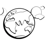 Vektorgrafikk abstrakte jordens tegning med omkringliggende planeter