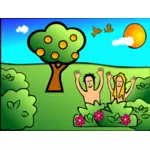 آدم وحواء في حديقة مشهد ناقلات التوضيح