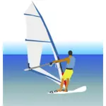 Море сцена с windsurfer векторные иллюстрации