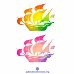 Sailing ship colored silhouette