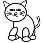Vektori clipart mustavalkoinen sarjakuva kissanpentu