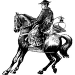 Векторное изображение человека Самурай на коне