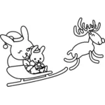 Santa bunny coloring page vector illustration