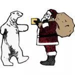 Santa and the polar bear vector graphics