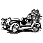Santa Claus mengemudi mobil