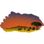 Vector clip art of African savanna scenery