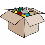Vector illustraties van kartonnen doos vol van afval