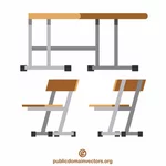 Mesa escolar e cadeiras