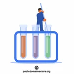 Científico mezclando líquidos