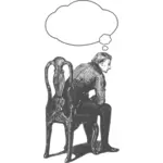 Wektor rysunek mężczyzna siedzi na krześle i myślenia