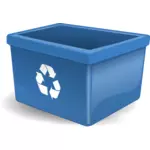 Vektoripiirustus sinisestä laatikosta kierrätysesineiden tallettamista varten