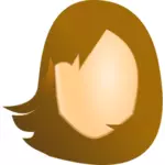 Vector graphics of female blank head with brown hair