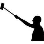 Man with hammer silhouette