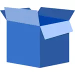 Vektorikuva sinisestä pahvilaatikosta auki