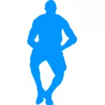 Blauwe silhouet van een basketbal-speler