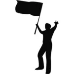 Uomo con immagine vettoriale silhouette di bandiera