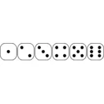 Vetor desenho de faces do dado de seis lados de 1 a 6.
