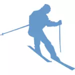 Silhouette vector drawing of ski racer