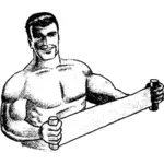 Vector clip art of muscle man doing stretch exercise