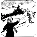 雪玉の戦いベクトル画像