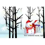 Julekort med snømann vector illustrasjon