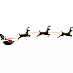Santa con il vettore di cervi volanti di disegno