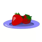 Aardbeien op een plaat vector tekening