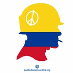 Het silhouet van de militair met Columbiaanse vlag