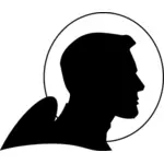 Мужской астронавт профиль силуэт векторное изображение