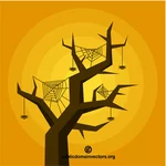 شجرة مع شبكات العنكبوت